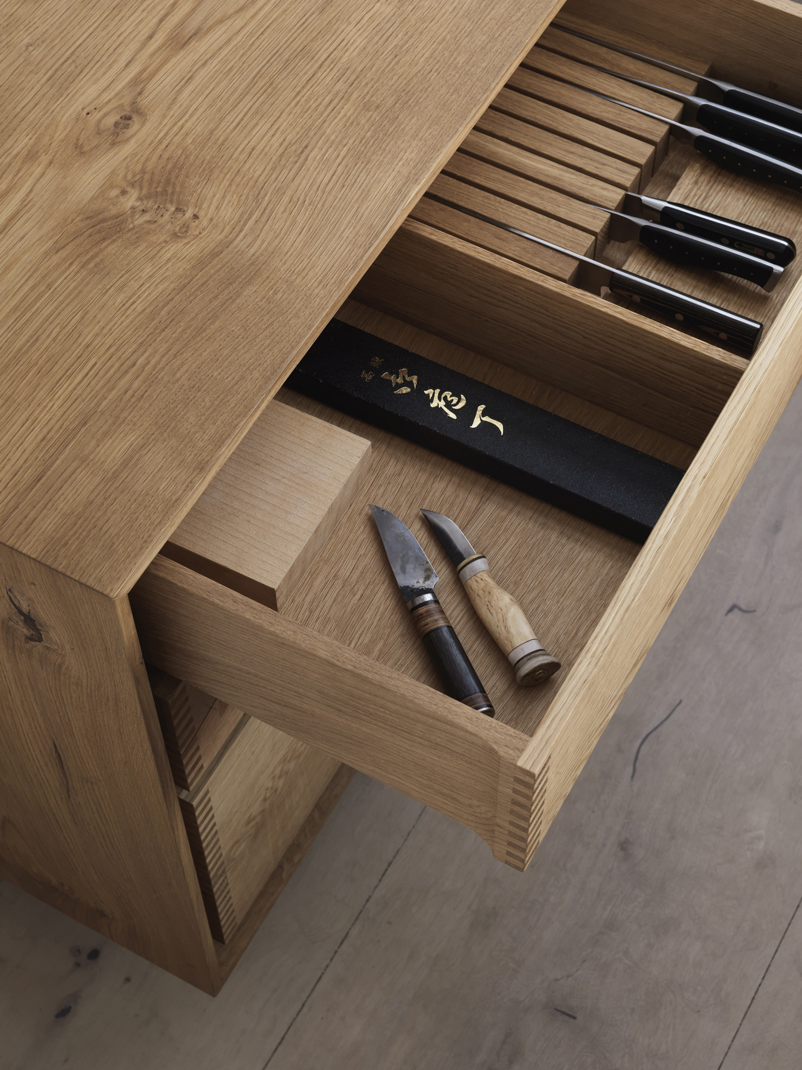 Bespoke Massive Wooden Kitchen Knife Drawer Insert By Nordic Hands